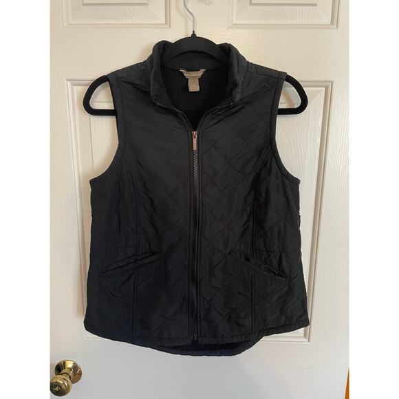 Bit & Bridle Women XS Vest Pockets Black Full Zip FleeceLined Quilted Small Flaw - Picture 1 of 8